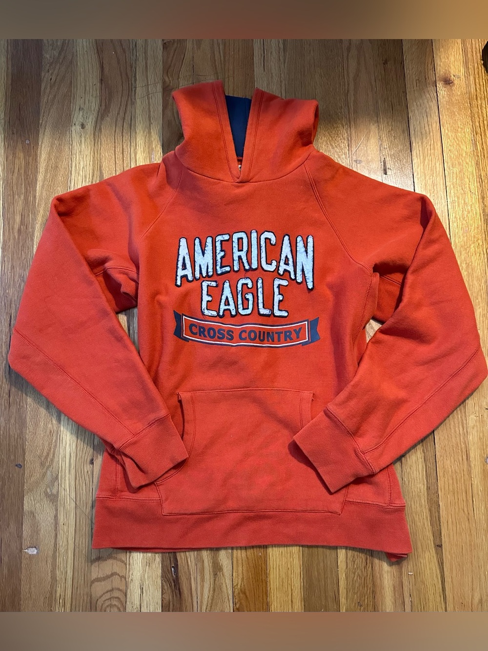American Eagle Orange Cross Country Hoodie size large